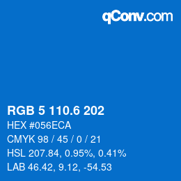 カラーコード: RGB 5 110.6 202 | qconv.com