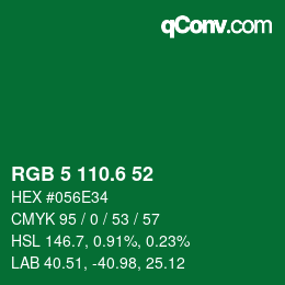 カラーコード: RGB 5 110.6 52 | qconv.com