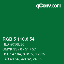 カラーコード: RGB 5 110.6 54 | qconv.com