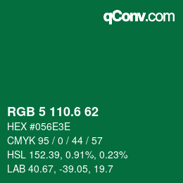 カラーコード: RGB 5 110.6 62 | qconv.com