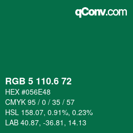 カラーコード: RGB 5 110.6 72 | qconv.com