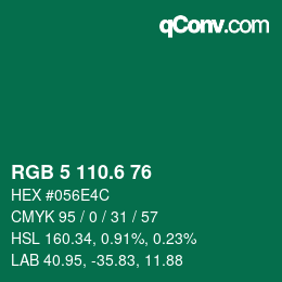 カラーコード: RGB 5 110.6 76 | qconv.com