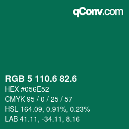カラーコード: RGB 5 110.6 82.6 | qconv.com