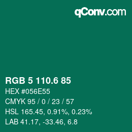 カラーコード: RGB 5 110.6 85 | qconv.com