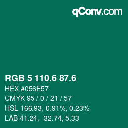 カラーコード: RGB 5 110.6 87.6 | qconv.com