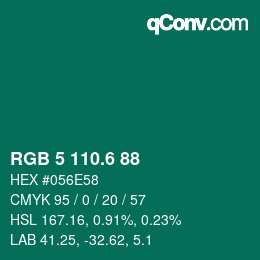 カラーコード: RGB 5 110.6 88 | qconv.com