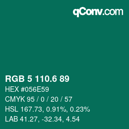 カラーコード: RGB 5 110.6 89 | qconv.com
