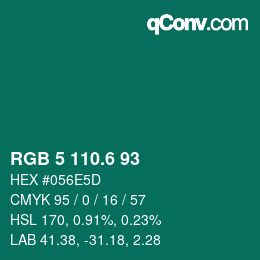 カラーコード: RGB 5 110.6 93 | qconv.com