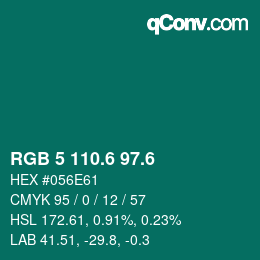 カラーコード: RGB 5 110.6 97.6 | qconv.com
