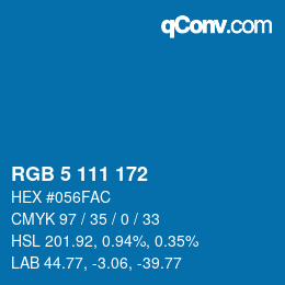 カラーコード: RGB 5 111 172 | qconv.com