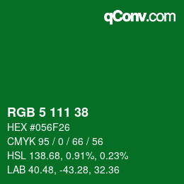 カラーコード: RGB 5 111 38 | qconv.com