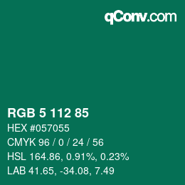 Color code: RGB 5 112 85 | qconv.com