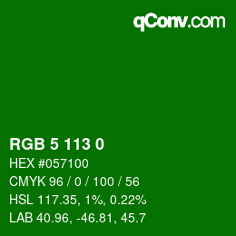 Color code: RGB 5 113 0 | qconv.com