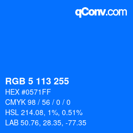 Color code: RGB 5 113 255 | qconv.com