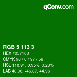 Color code: RGB 5 113 3 | qconv.com