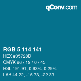 Color code: RGB 5 114 141 | qconv.com