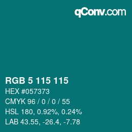 Color code: RGB 5 115 115 | qconv.com