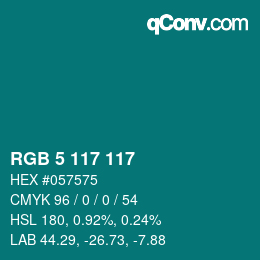 Color code: RGB 5 117 117 | qconv.com