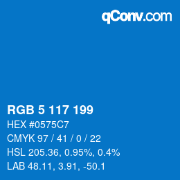 Color code: RGB 5 117 199 | qconv.com