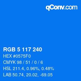 Color code: RGB 5 117 240 | qconv.com