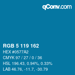 Color code: RGB 5 119 162 | qconv.com