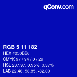 Color code: RGB 5 11 182 | qconv.com