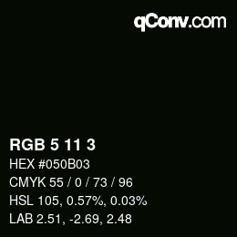 Color code: RGB 5 11 3 | qconv.com