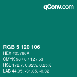 Color code: RGB 5 120 106 | qconv.com