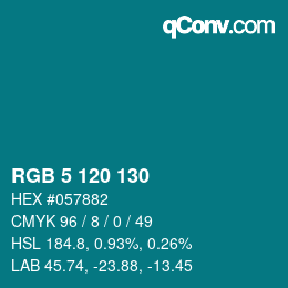 カラーコード: RGB 5 120 130 | qconv.com