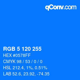 Color code: RGB 5 120 255 | qconv.com