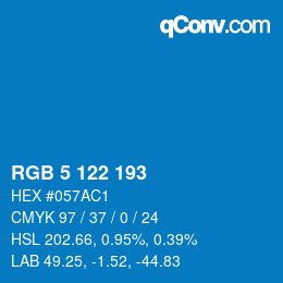 Color code: RGB 5 122 193 | qconv.com