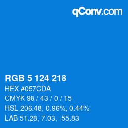 Color code: RGB 5 124 218 | qconv.com