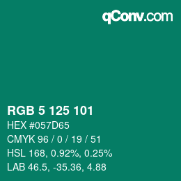 Color code: RGB 5 125 101 | qconv.com