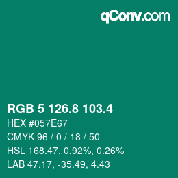 カラーコード: RGB 5 126.8 103.4 | qconv.com