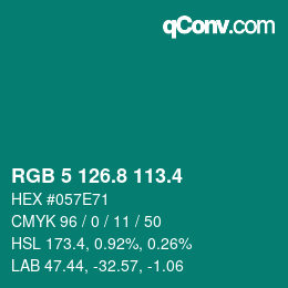 カラーコード: RGB 5 126.8 113.4 | qconv.com