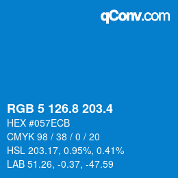 カラーコード: RGB 5 126.8 203.4 | qconv.com