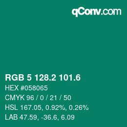 カラーコード: RGB 5 128.2 101.6 | qconv.com
