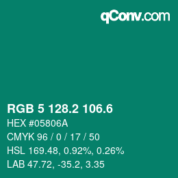 カラーコード: RGB 5 128.2 106.6 | qconv.com