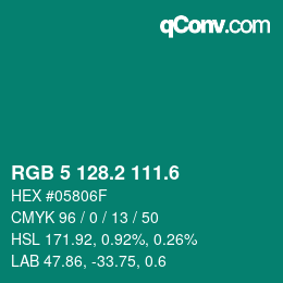 カラーコード: RGB 5 128.2 111.6 | qconv.com