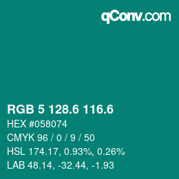 カラーコード: RGB 5 128.6 116.6 | qconv.com