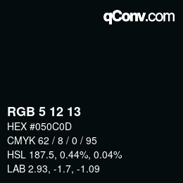 Color code: RGB 5 12 13 | qconv.com