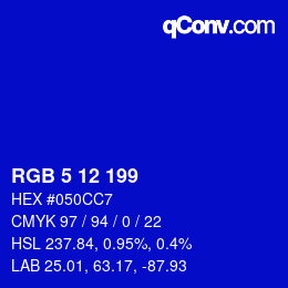 カラーコード: RGB 5 12 199 | qconv.com