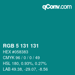 Color code: RGB 5 131 131 | qconv.com