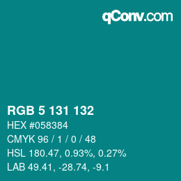 カラーコード: RGB 5 131 132 | qconv.com