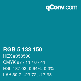 Color code: RGB 5 133 150 | qconv.com