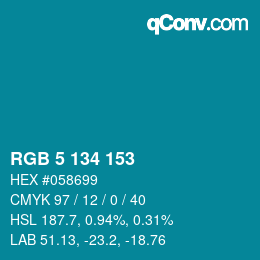 Color code: RGB 5 134 153 | qconv.com