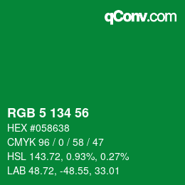 Color code: RGB 5 134 56 | qconv.com