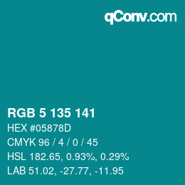 Color code: RGB 5 135 141 | qconv.com