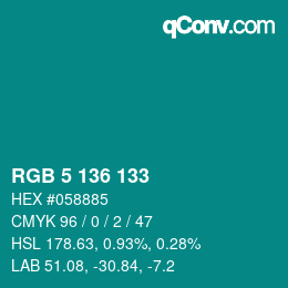 Farbcode: RGB 5 136 133 | qconv.com