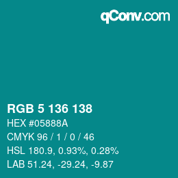 Color code: RGB 5 136 138 | qconv.com